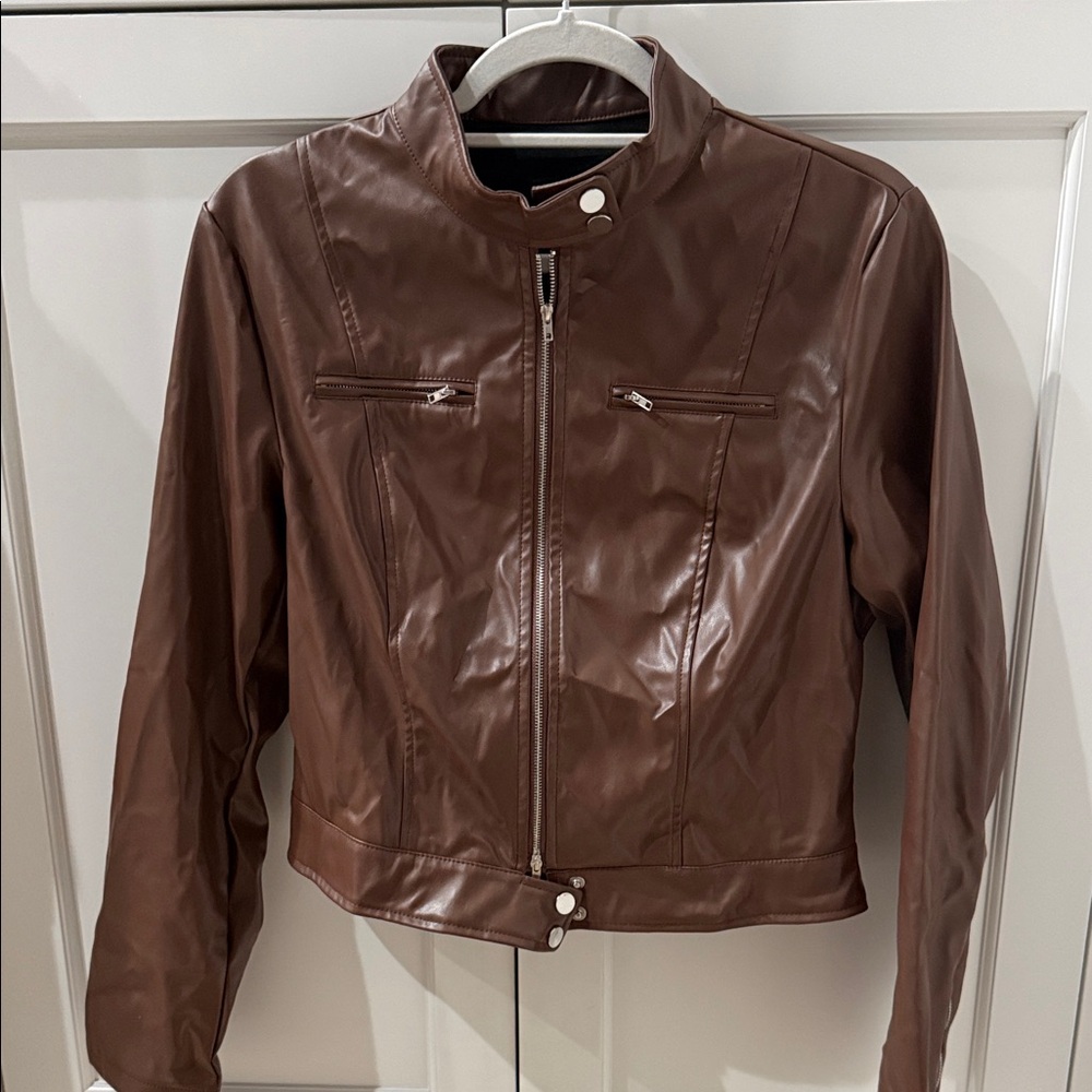 SHEIN Dark Brown Leather Jacket